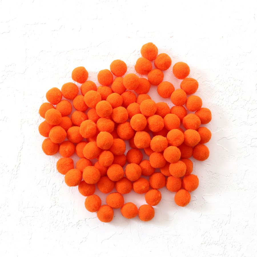 Plush pompom, 1.5 cm / 50 pcs / Orange - 1