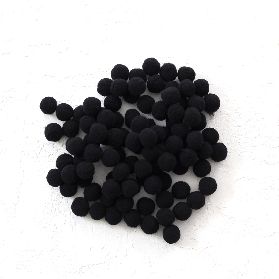 Plush pompom, 1.5 cm / 50 pcs / Black - 1