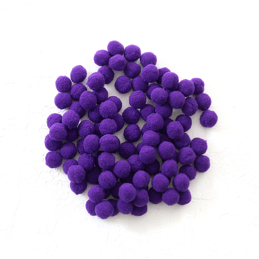 Plush pompom, 1.5 cm / 50 pcs / Purple - 1