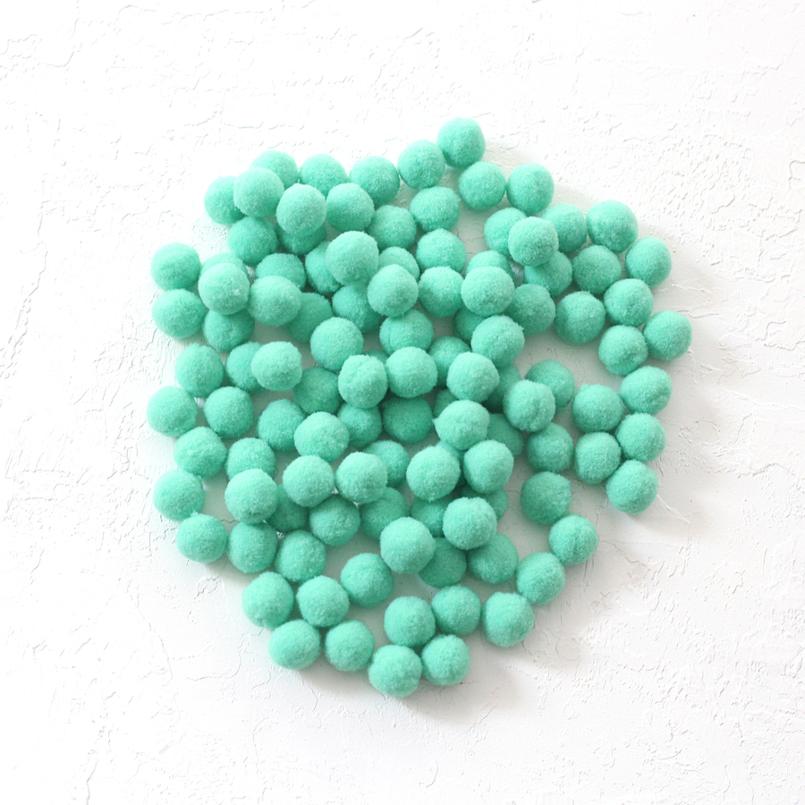 Plush pompom, 1.5 cm / 50 pcs / Mint Green - 1