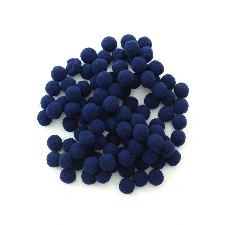 Plush pompom, 1.5 cm / 50 pcs / Navy blue - 1