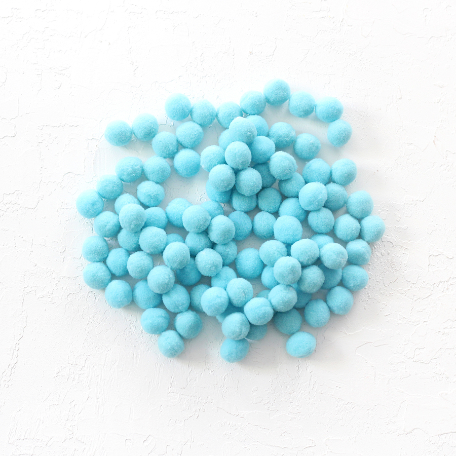 Plush pompom, 1.5 cm / 50 pcs / Light Blue - 1