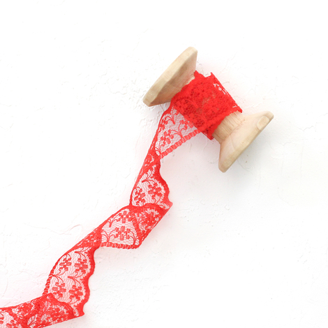 Lace ribbon / 5 metres, 2 cm / Red - Bimotif