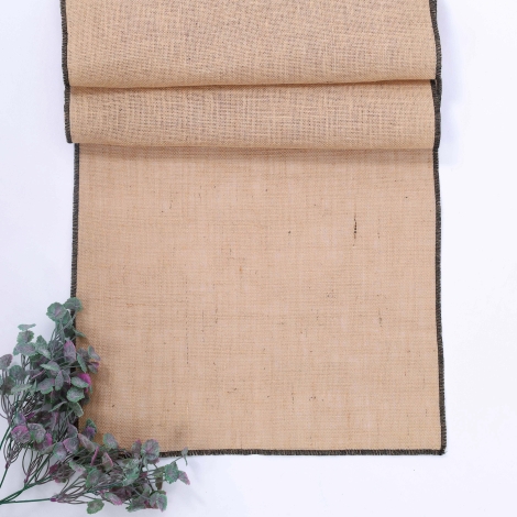 Jute runner with black overlock edge, 45x200 cm - Bimotif