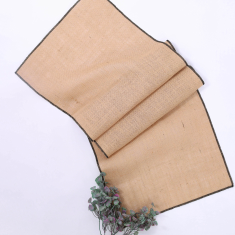 Jute runner with black overlock edge, 45x200 cm - Bimotif (1)