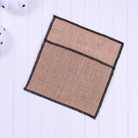 Jute envelope with black overlock edge, 14x19 cm / 10 pcs - Bimotif (1)