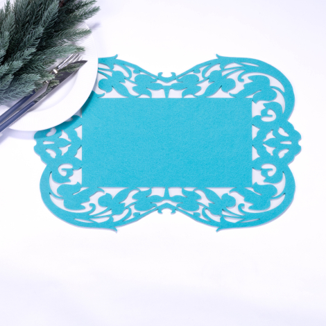 Baby blue felt placemat, flower - 27x44 cm / 1 piece - Bimotif