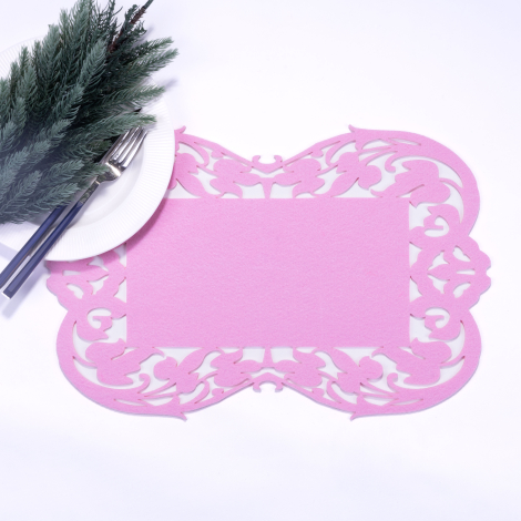 Light pink felt placemat, flower - 27x44 cm / 1 piece - Bimotif