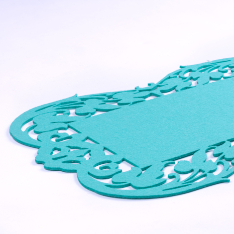 Turquoise felt placemat, flower - 27x44 cm / 1 piece - 2