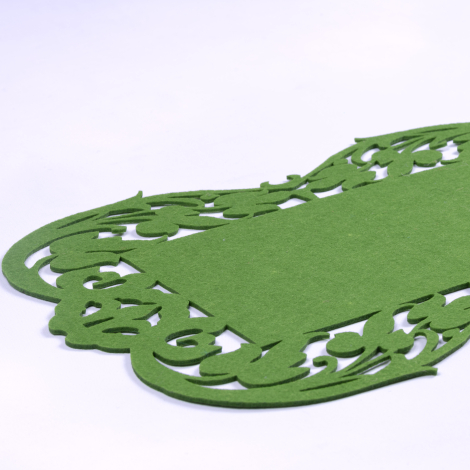 Green felt placemat, flower - 27x44 cm / 1 piece - 2