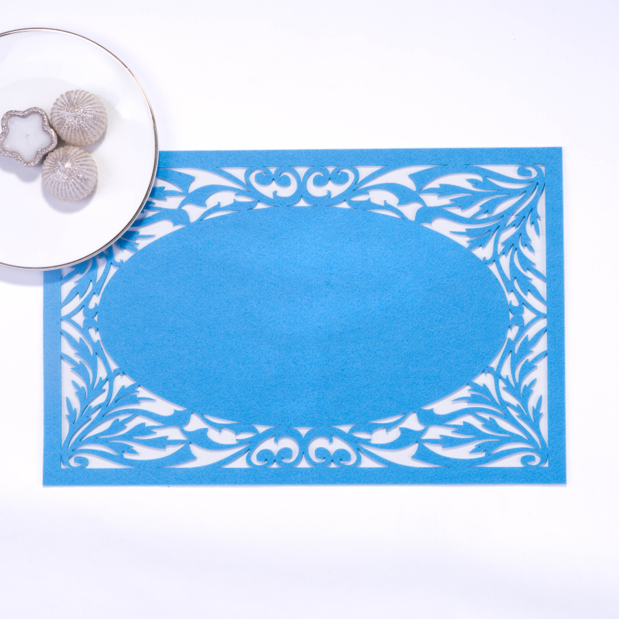 Light blue felt placemat, branch - 29x45 cm / 1 piece - 1