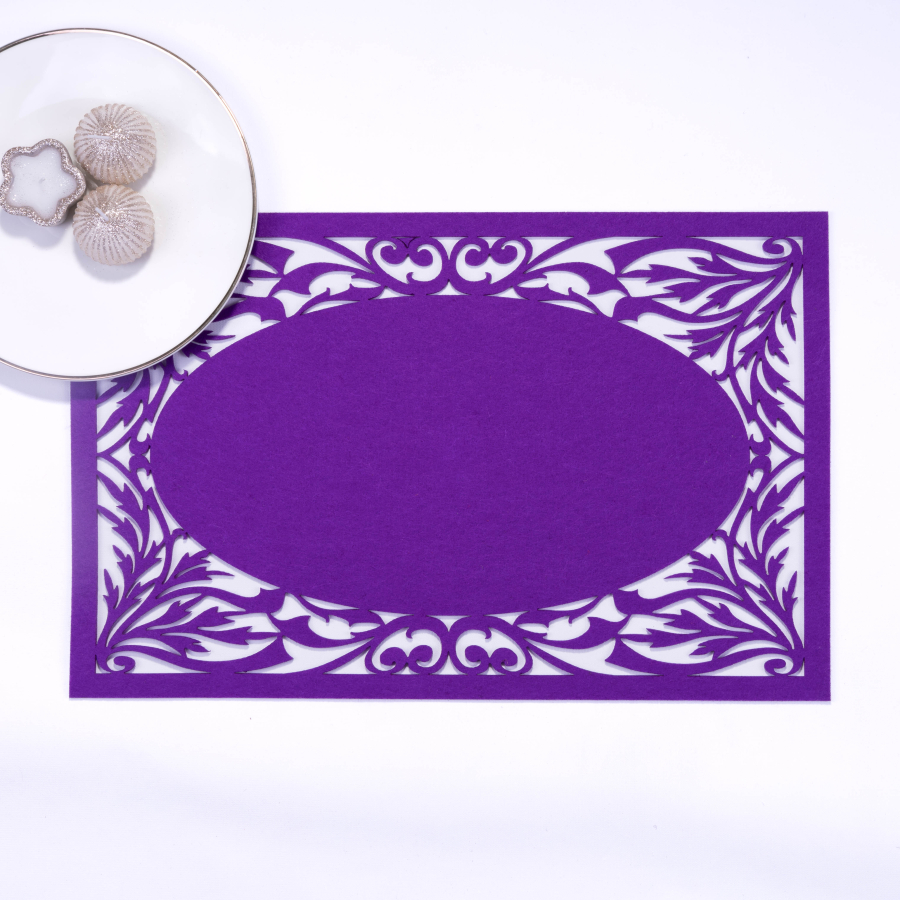 Light purple felt placemat, branch - 29x45 cm / 1 piece - 1