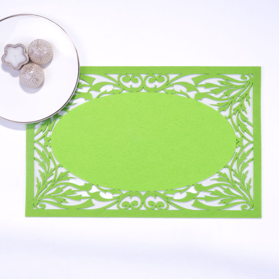 Light green felt placemat, branch - 29x45 cm / 1 piece - 1