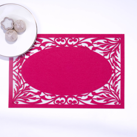 Fuchsia felt Placemat, branch - 29x45 cm / 1 piece - Bimotif