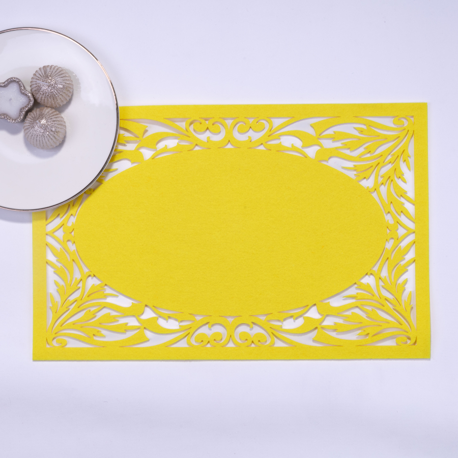 Yellow felt placemat, branch - 29x45 cm / 1 piece - 1
