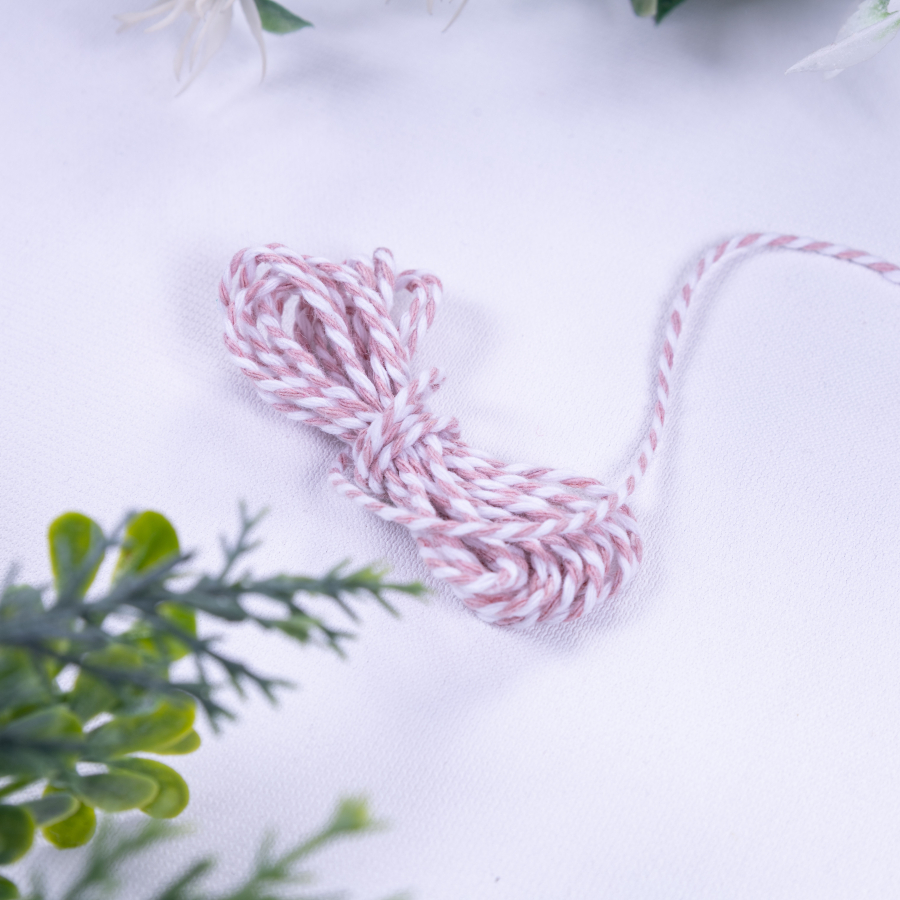 Martenitsa powder white twist bracelet rope, 2 mm / 2 metres - 2