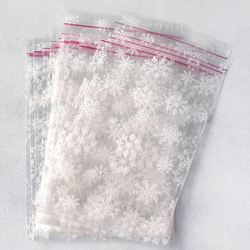 Clear Bag with snow pattern, adhesive / 10x20 cm (5 pcs) - Bimotif