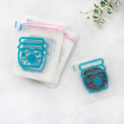 Blue jar patterned Clear Bag with tape / 10x15 cm (5 pcs) - Bimotif