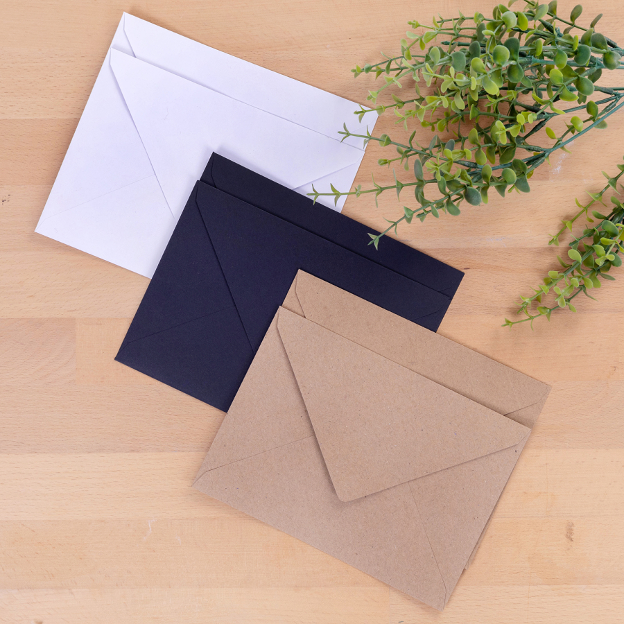 Standard envelope set, 13x18 cm / 6 pcs (Kraft-White-Black) - 1