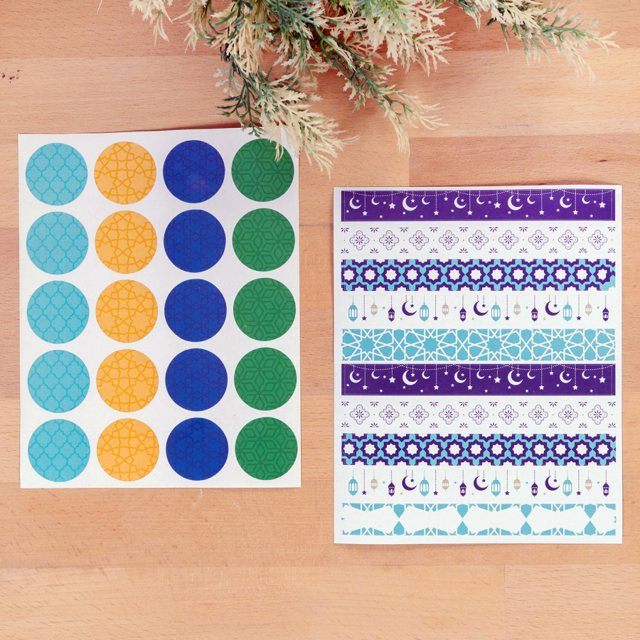 Sticker set, Ottoman 3.2 cm - Ramadan motifs 13.8x1.6 cm / 1 page each - 1