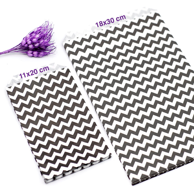 Striped kraft-white paper bag set, (11x20 - 18x30 cm) / 2 pcs each - 4