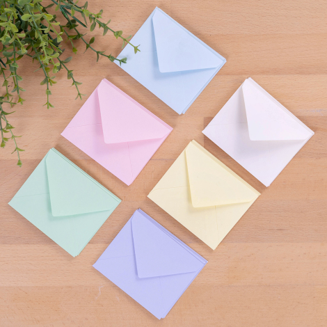 Tiny envelope set, 7x9 cm / 30 pcs (Light Yellow-Water Green-Light Blue-Cream-Lilac-Light Pink) - Bimotif