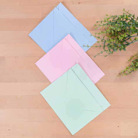 Standard envelope set, 13x18 cm / 6 pcs (Light Blue-Light Pink-Water Green) - Bimotif