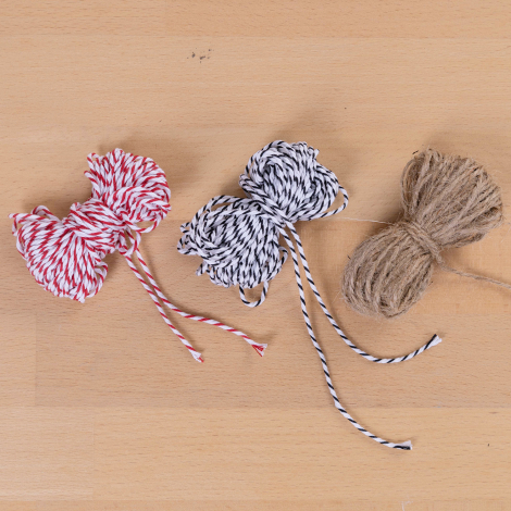 Pack string set, 10 metres each (black white-jute-red white) - Bimotif
