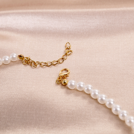 Gold heart pearl necklace (adjustable and plated) - 2