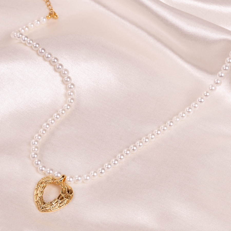 Gold plated pearl necklace with angel heart (adjustable and with plating apparatus) - 3