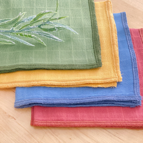 Overlock edged muslin fabric, 4 coloured baby wipes set, 4 pcs / 30x30 cm - Bimotif (1)