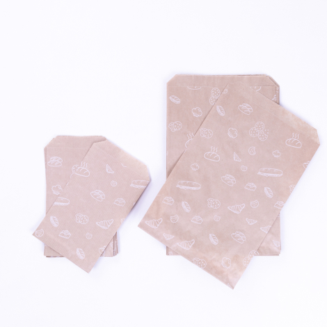 Pastry-Bakery patterned paper bag, kraft / 18x30 - 10 pcs - Bimotif (1)