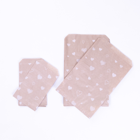 Heart patterned paper bag, kraft / 18x30 - 500 pcs - Bimotif (1)