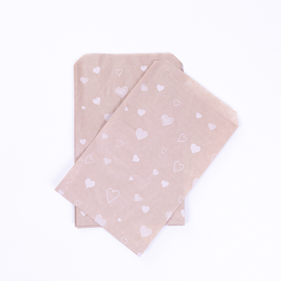 Heart patterned paper bag, kraft / 18x30 - 500 pcs - 1
