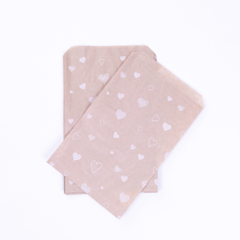 Heart patterned paper bag, kraft / 18x30 - 1000 pcs - Bimotif