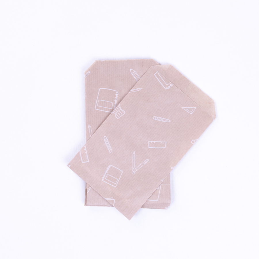 Stationery patterned paper bag, kraft / 11x20 - 10 pcs - 1