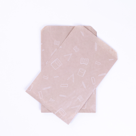 Stationery patterned paper bag, kraft / 18x30 - 500 pcs - Bimotif
