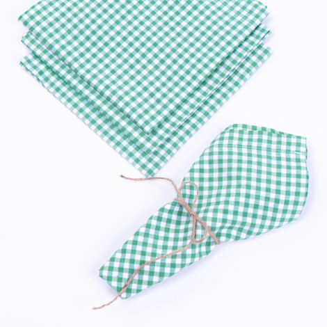 Gingham tablecloth, napkin picnic set 5 pcs, mint - Bimotif (1)