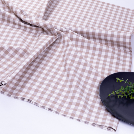 Woven fabric picnic tablecloth, Mink color / 180x180 - Bimotif