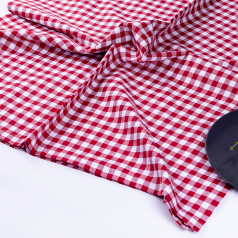 Woven fabric picnic tablecloth, red / 180x180 - Bimotif