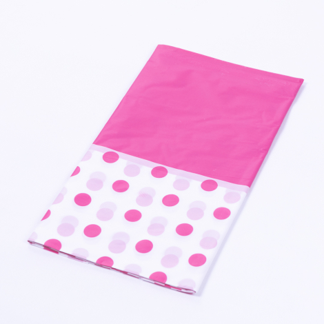 Liquid Proof Disposable Tablecloth, Pink Polka Dot, 120x185 cm / 1 piece - Bimotif
