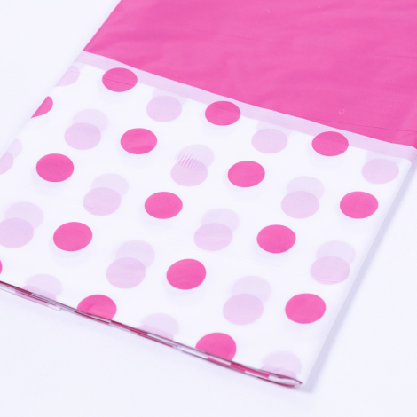 Liquid Proof Disposable Tablecloth, Pink Polka Dot, 120x185 cm / 1 piece - Bimotif (1)