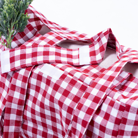 Woven gingham fabric, picnic bag with velcro closure 35x51x22 cm / Red - 3
