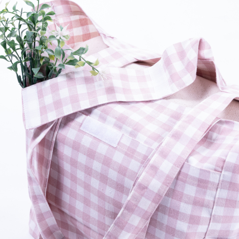 Woven gingham fabric, picnic bag with velcro closure 35x51x22 cm / Powder - 3