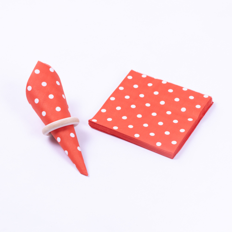 3-ply paper napkin 20 pcs, 33x33 cm / Red polka dot - Bimotif