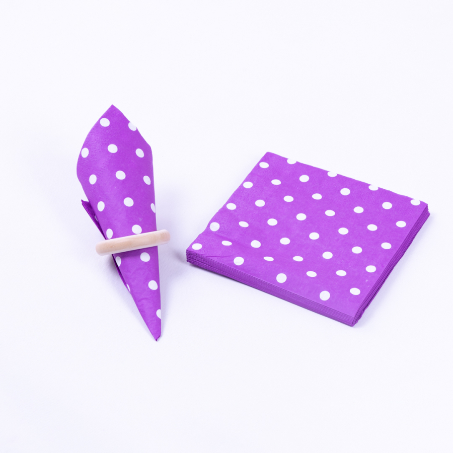 3-ply paper napkin 20 pcs, 33x33 cm / Purple Polka Dot - 1