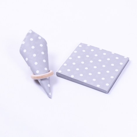 3-ply paper napkin 20 pcs, 33x33 cm / Grey Polka Dot - Bimotif