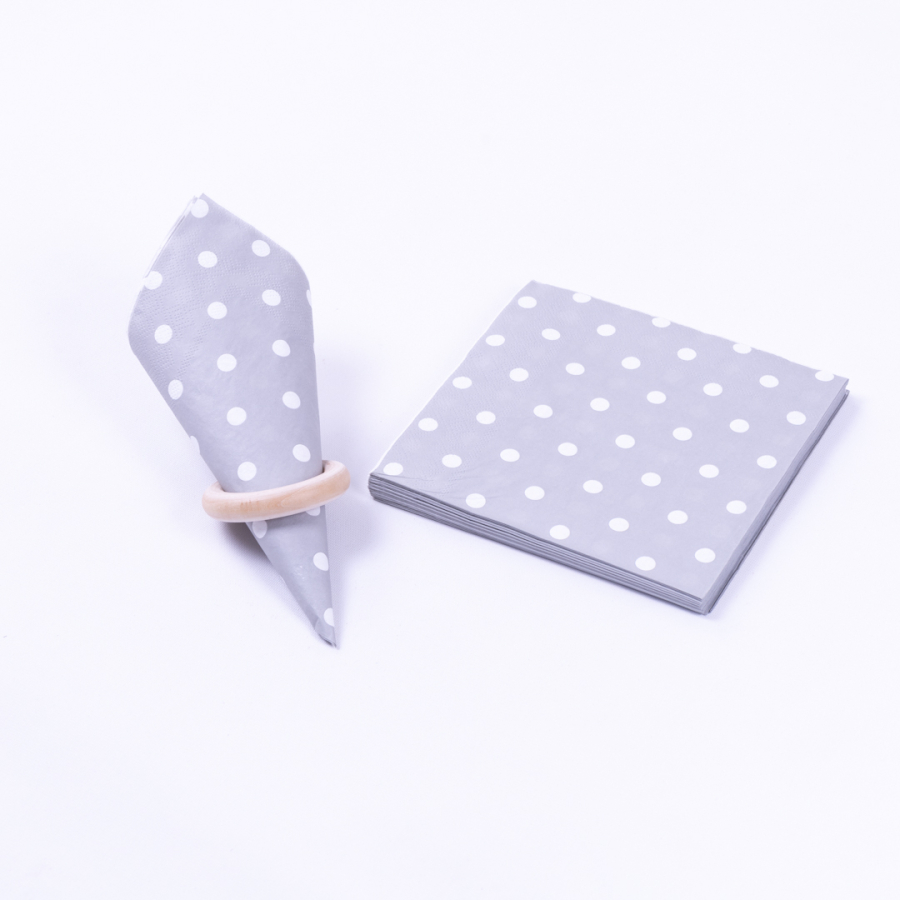 3-ply paper napkin 20 pcs, 33x33 cm / Grey Polka Dot - 1