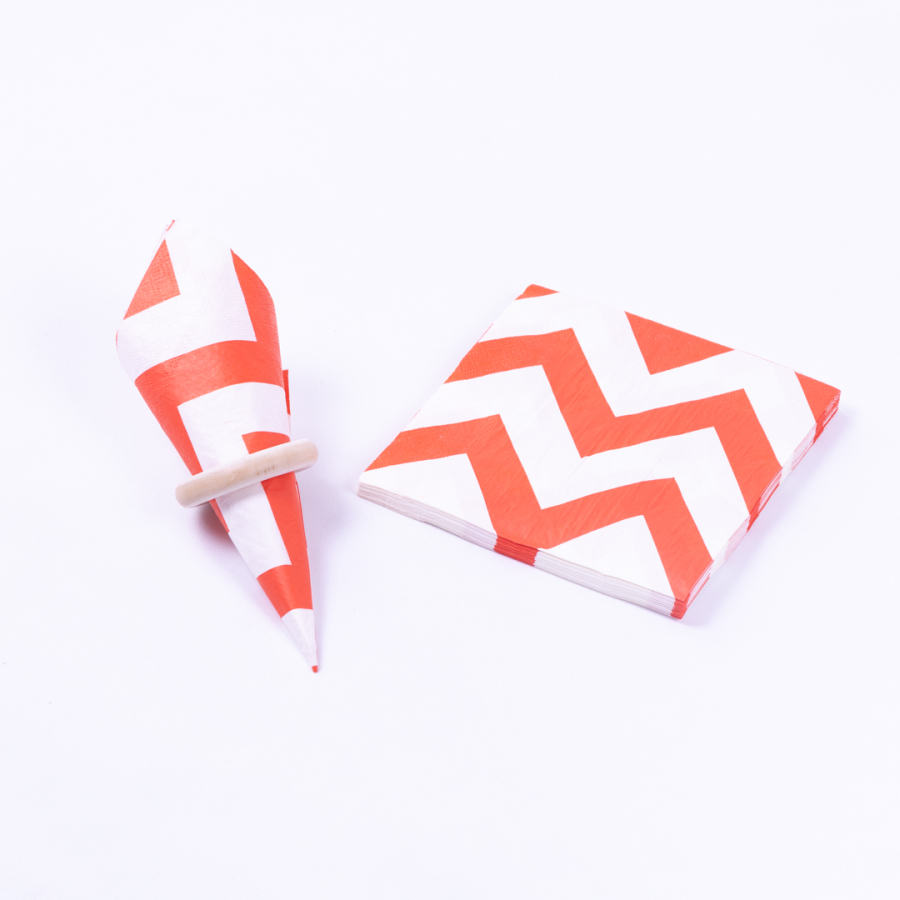 3-ply paper napkin 20 pcs, 33x33 cm / Orange Zigzag - 1