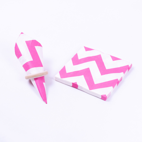 3-ply paper napkin 20 pcs, 33x33 cm / Pink Zigzag - Bimotif